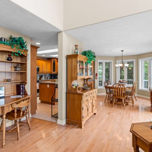 The open-concept kitchen and dining area makes it easy to cook, gather, and enjoy time together during your stay.