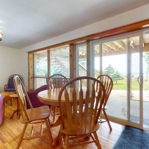 The lower level walkout with easy access. to the water.