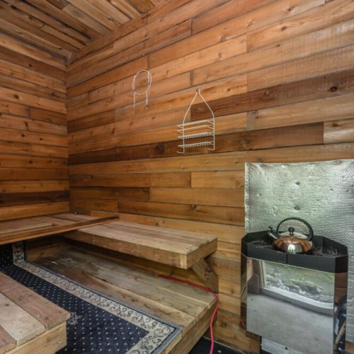 The sauna offers a wonderful refuge from the day's chaos.