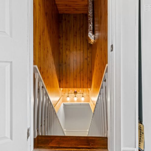 The lower level offers additional living space for your group.