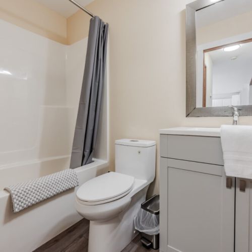 The cottage features two clean and modern bathrooms, equipped with all the essentials for your convenience.