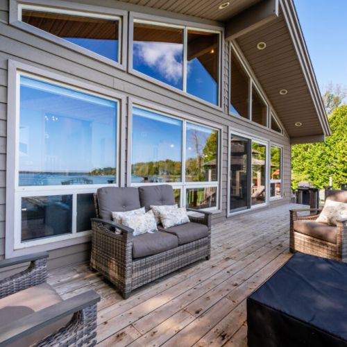 The back patio is spacious and comfortable.