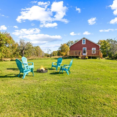 A peaceful country escape with plenty of green space to gather around the fire and enjoy the fresh Bruce Peninsula air.