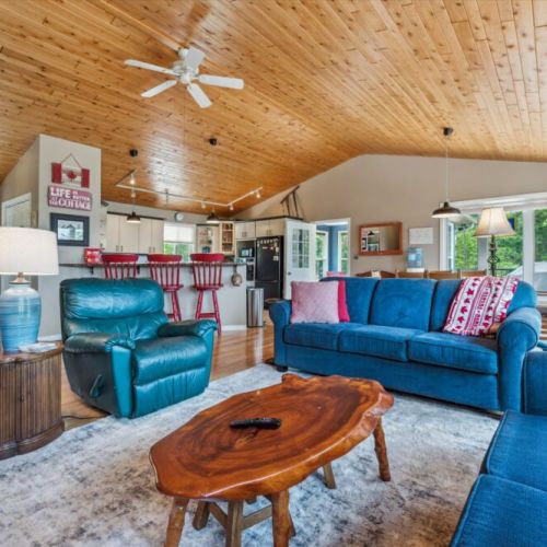 Spacious and welcoming, the main living area is designed for groups to relax, cook, dine, and unwind together.