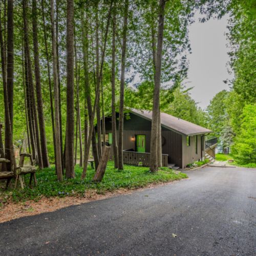 A cozy nook hidden in the green, TGIF Cottage peeks through the trees, promising solitude and a warm welcome to weary travelers seeking respite.