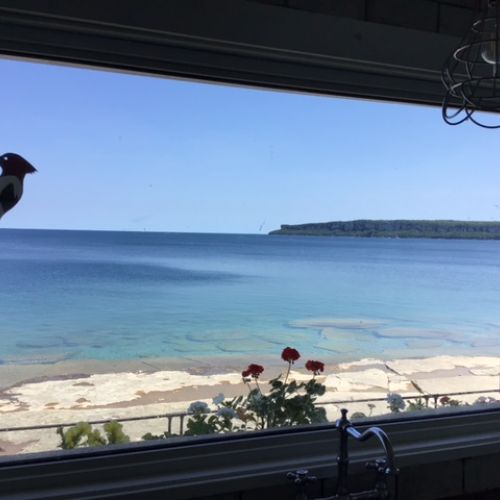 Stunning turquoise waters framed perfectly from the window.