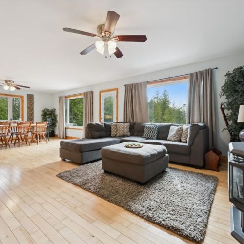 The open-concept living space is perfect for gathering with family and friends.