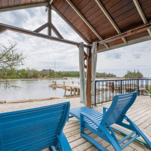 Take in the view from the sheltered area while BBQing.