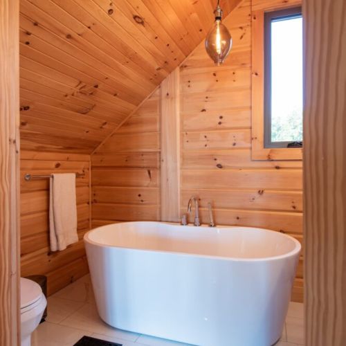 Luxurious deep soaker tub—your private spa retreat after a day of exploring.